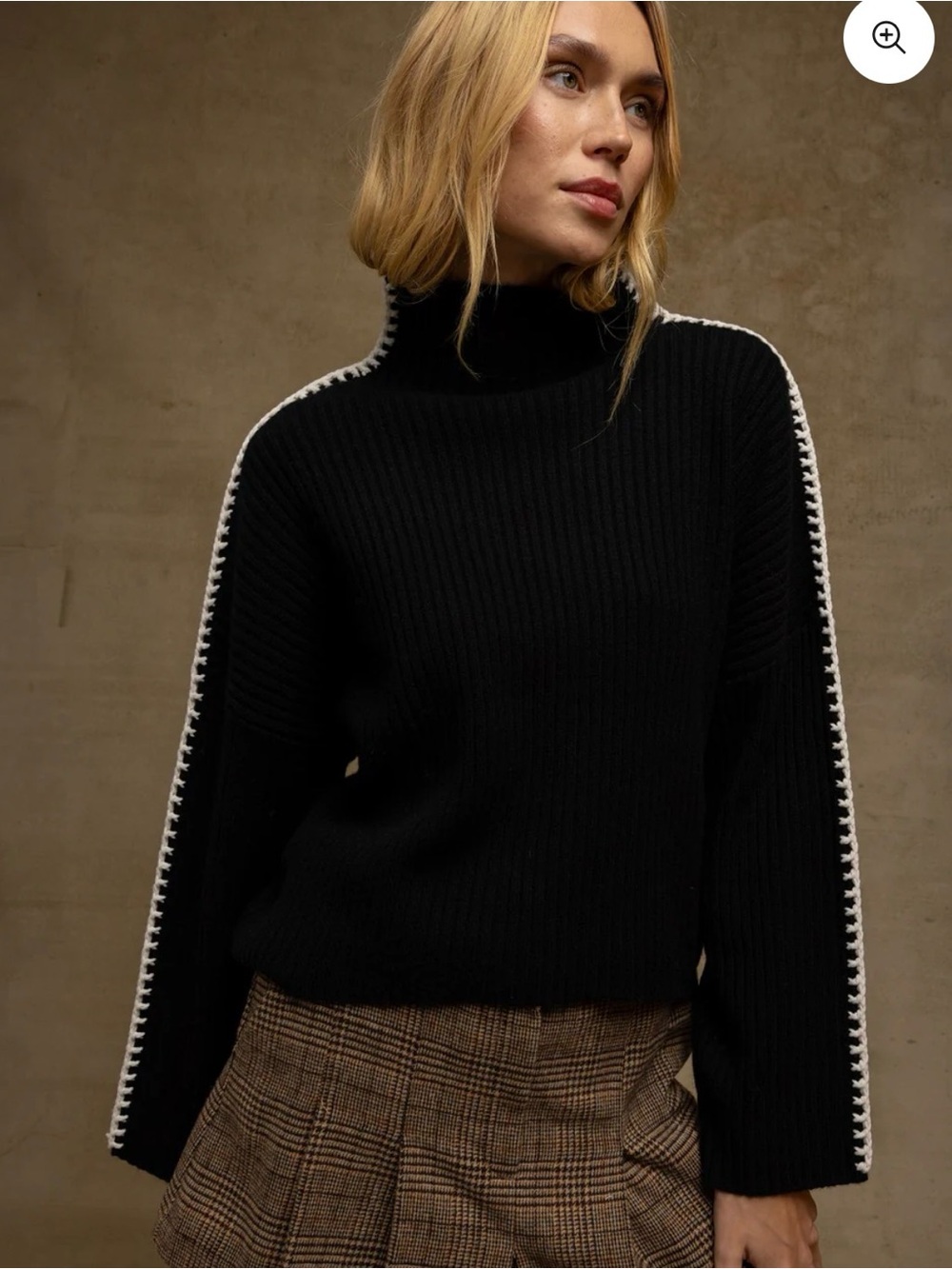 MARULLO STITCH CASHMERE BLEND MOCK NECK SWEATER